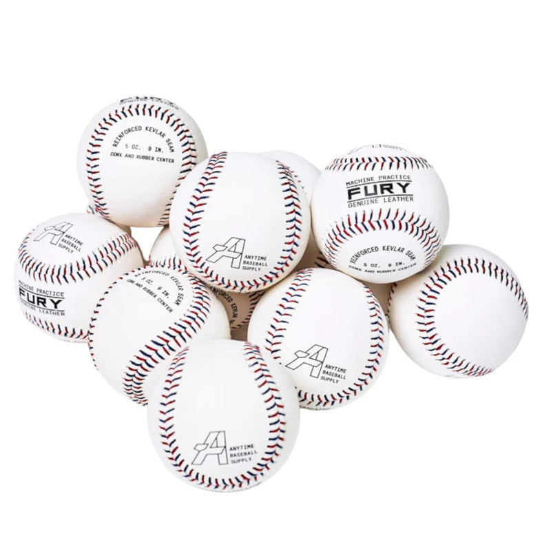 Fury Leather Pitching Machine Baseballs (1 Dozen)