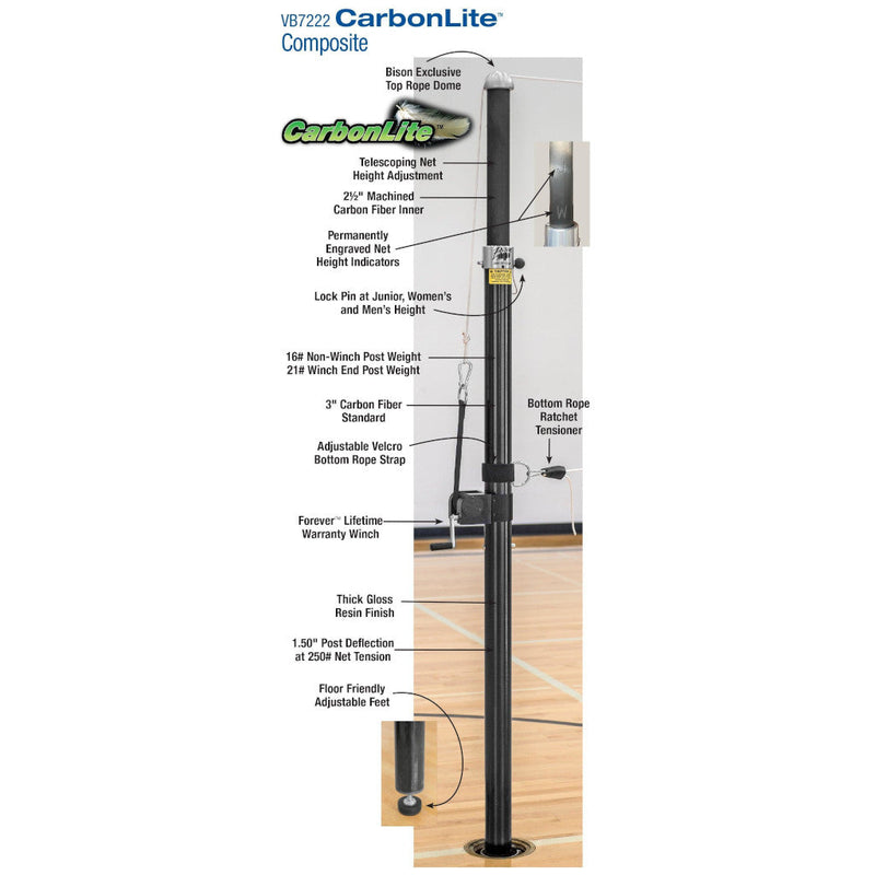 Bison CarbonLite Composite Volleyball Complete System without Sockets