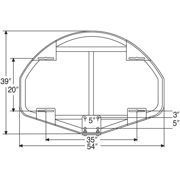 Bison 39" x 54" Fan-Shaped Extended Life Competition Glass Basketball Backboard BA44XL