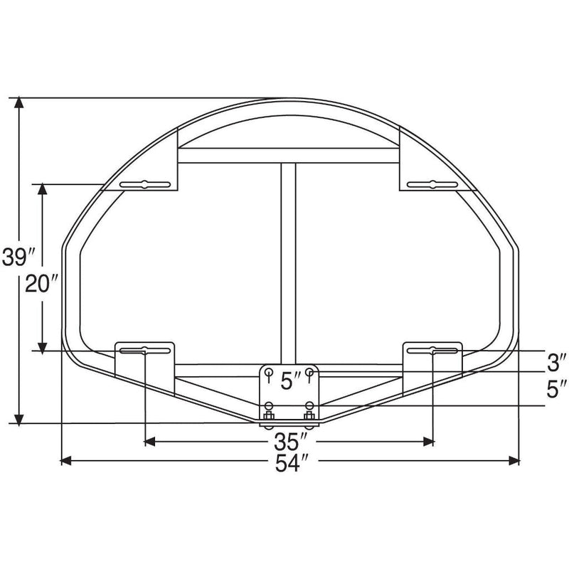 Bison 39" x 54" Fan-Shaped Extended Life Competition Glass Basketball Backboard BA44XL