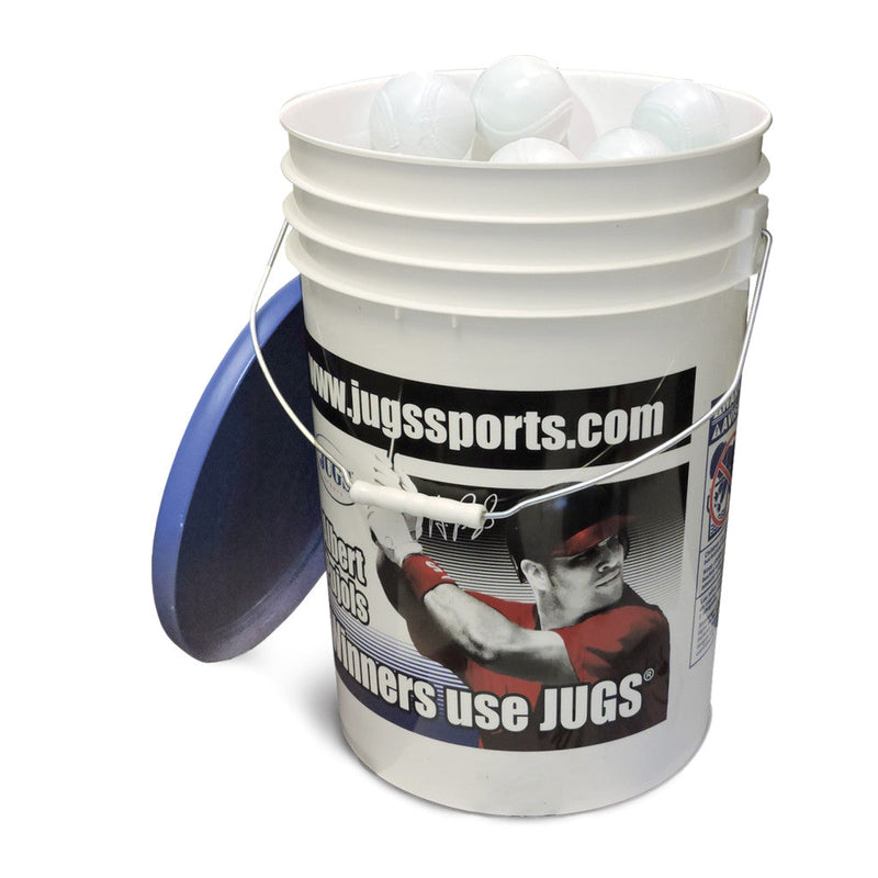 Jugs Bucket of White Seamed Sting-Free Baseballs